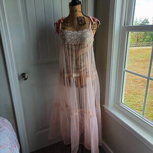 VTG Pink Slip Sheer Dress Size Medium